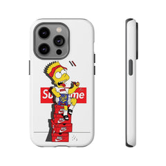 Bart Skateboard Streetwear Tough Phone Case Sitting on Nike Shoebox Eating Takis