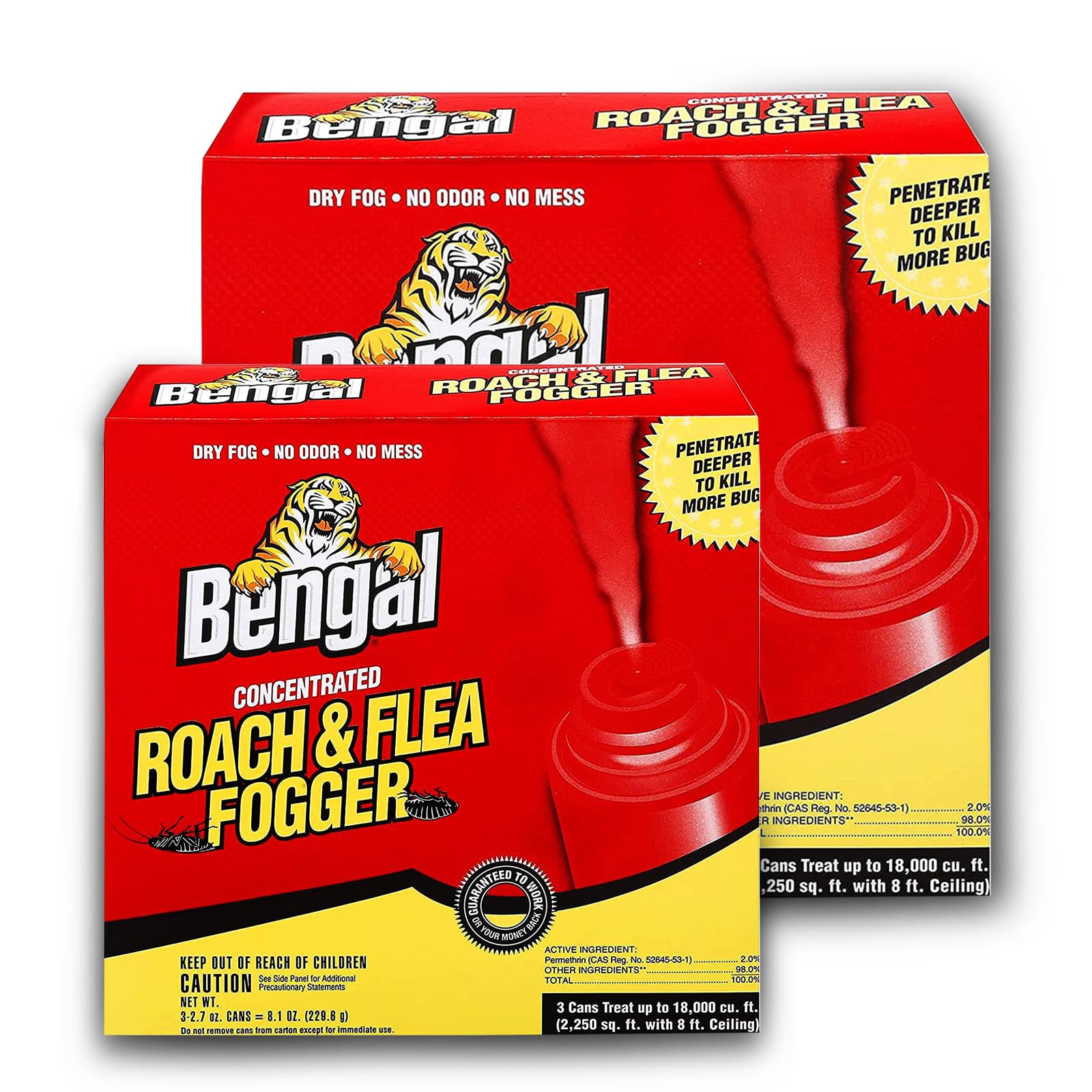 Bengal Roach & Flea Fogger- Roach Killer - Roach Killer Indoor infestation - foggers for Home Indoor - pest Control foggers - Roach fogger- Available with Premium Quality Centaurus AZ Gloves- 2 Pack