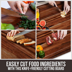 Cucina Green Acacia Wood Stove Top Cover – 30 x 22" Noodle Board & Cutting Board with Adjustable Legs