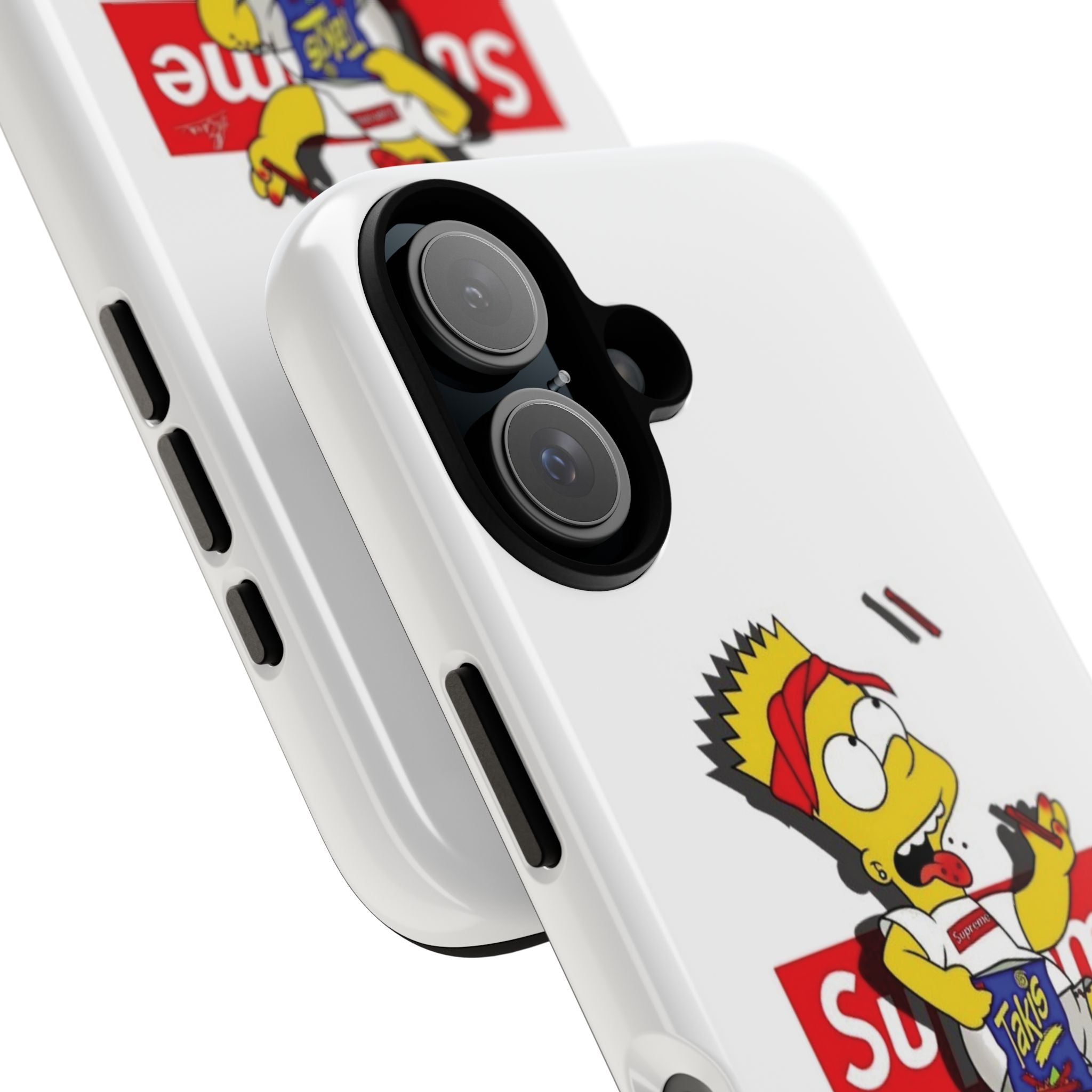 Bart Skateboard Streetwear Tough Phone Case Sitting on Nike Shoebox Eating Takis