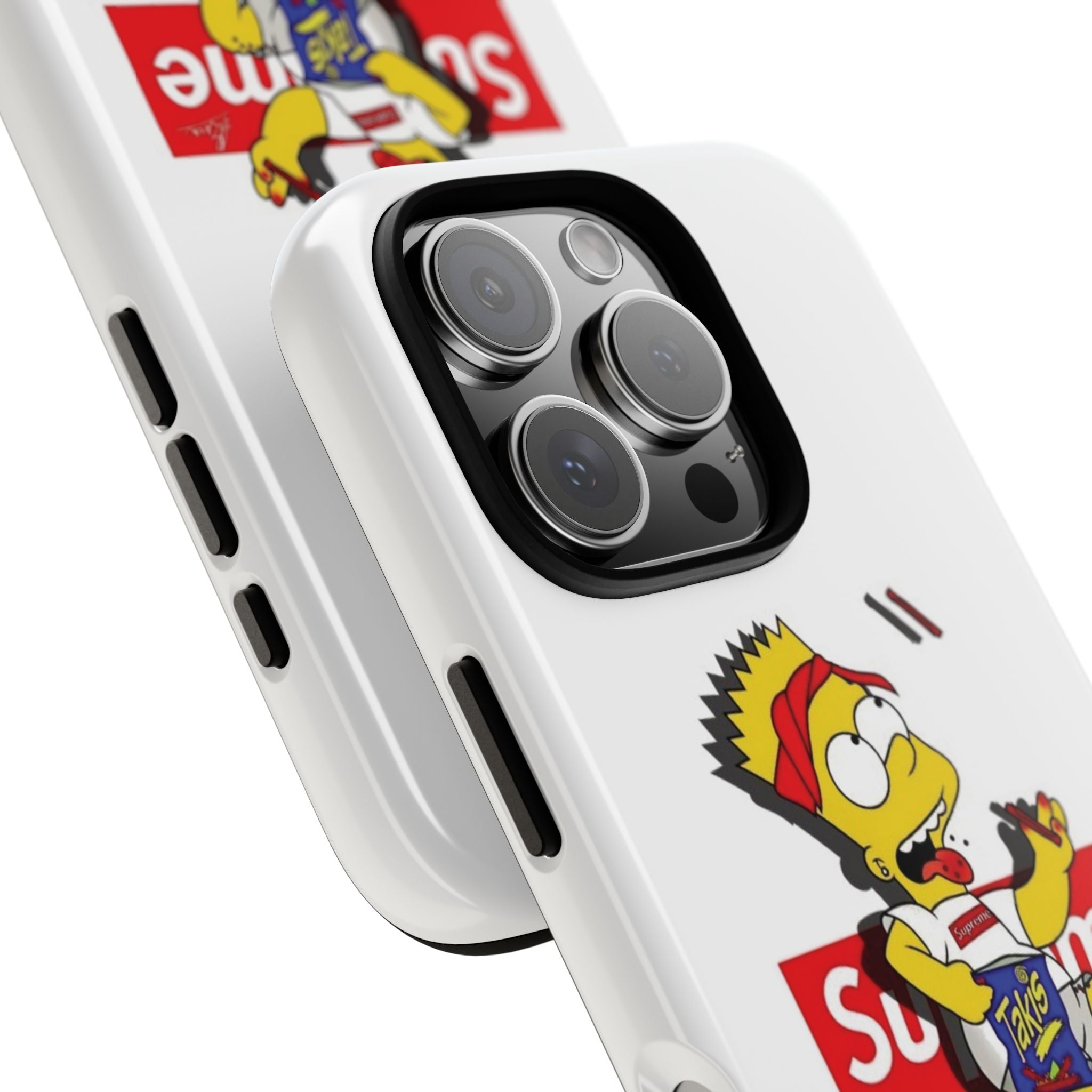 Bart Skateboard Streetwear Tough Phone Case Sitting on Nike Shoebox Eating Takis