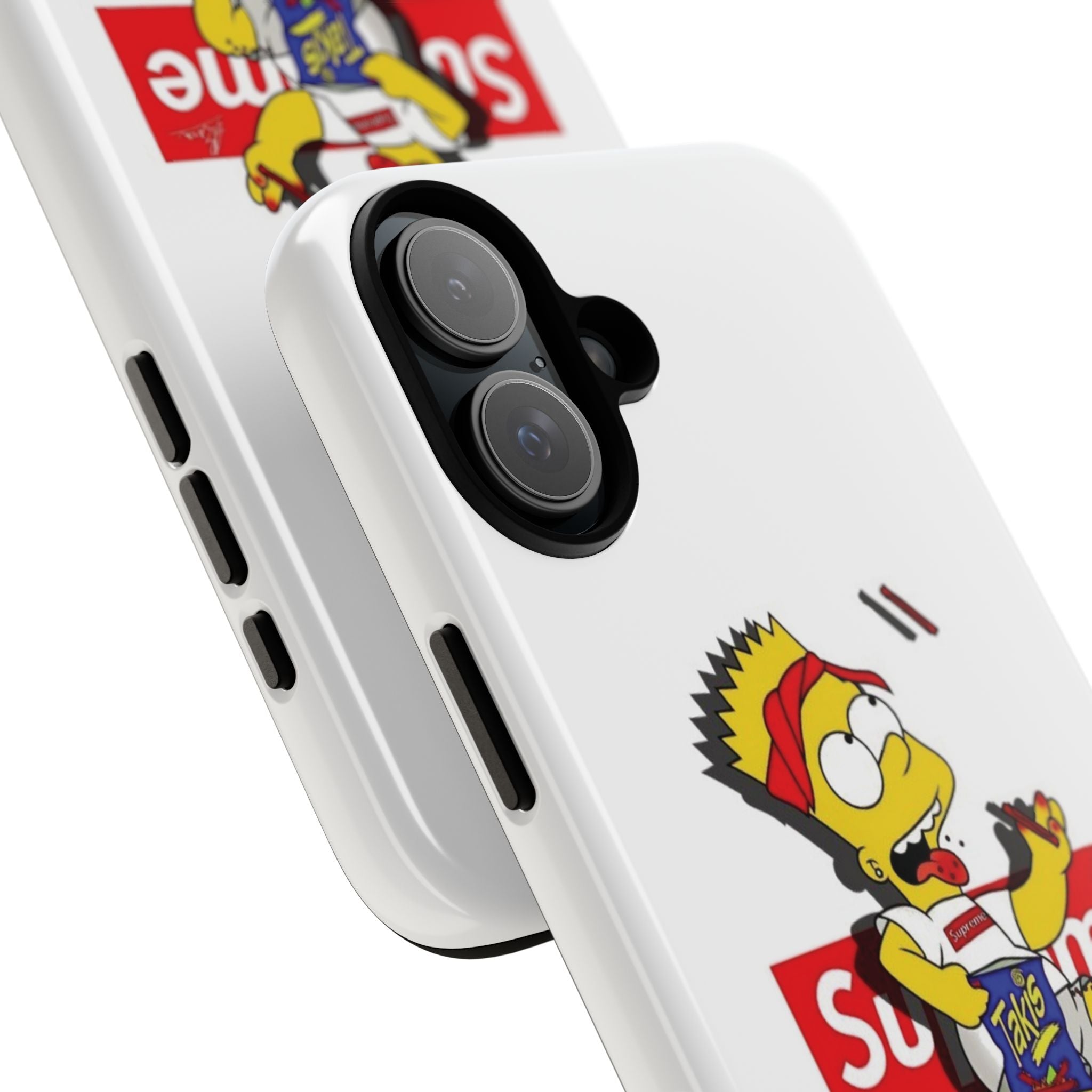 Bart Skateboard Streetwear Tough Phone Case Sitting on Nike Shoebox Eating Takis