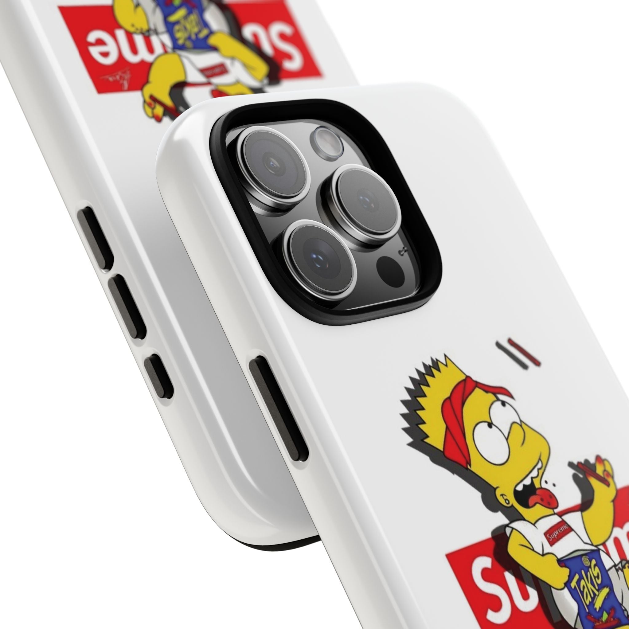 Bart Skateboard Streetwear Tough Phone Case Sitting on Nike Shoebox Eating Takis