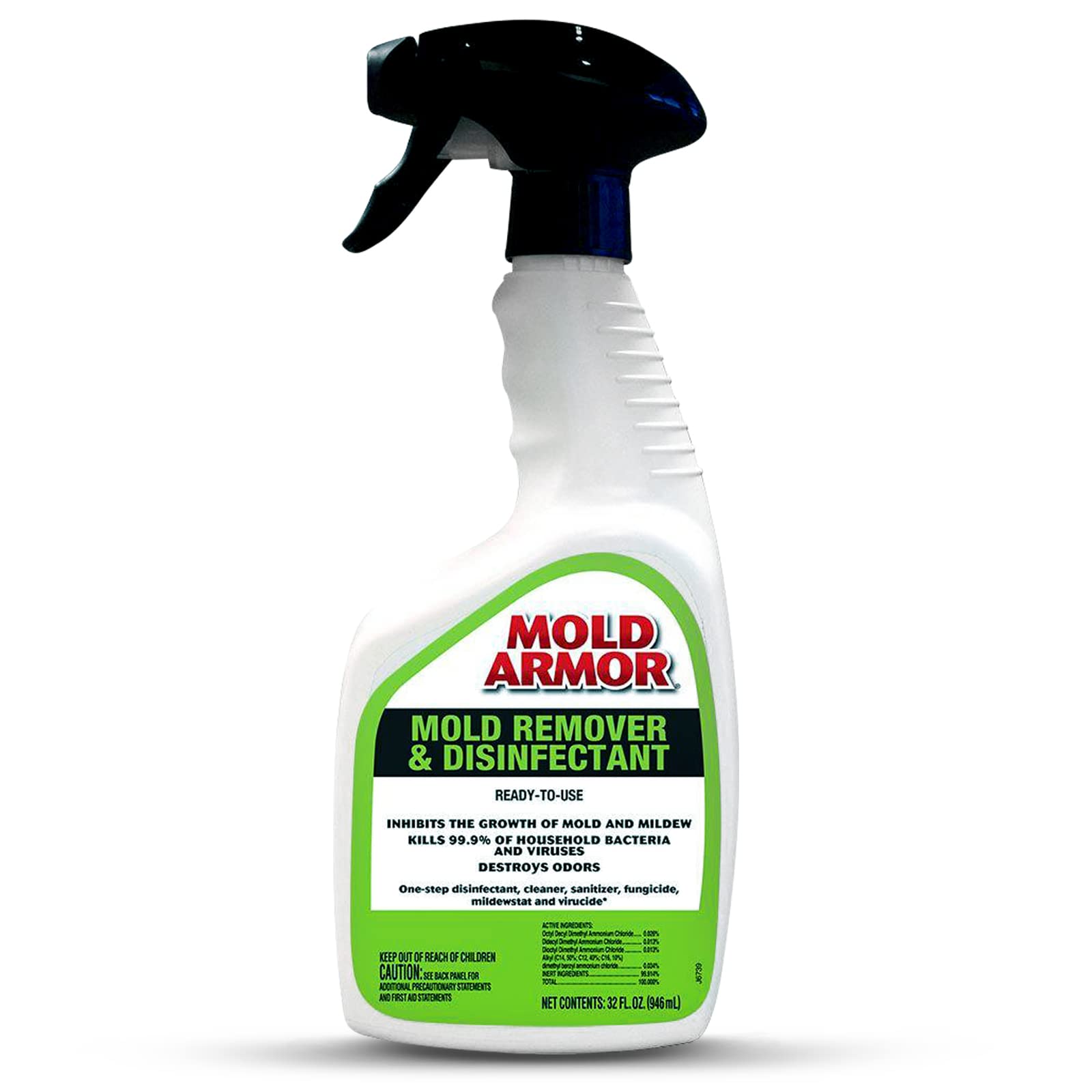 Mold Mildew Cleaner Odor Remover- Mold ArmorMold Remover& Disinfectant RTU 32oz. Trigger Sprayer Fungicide Mildewstat & Virucide with Protective Centaurus AZ Gloves