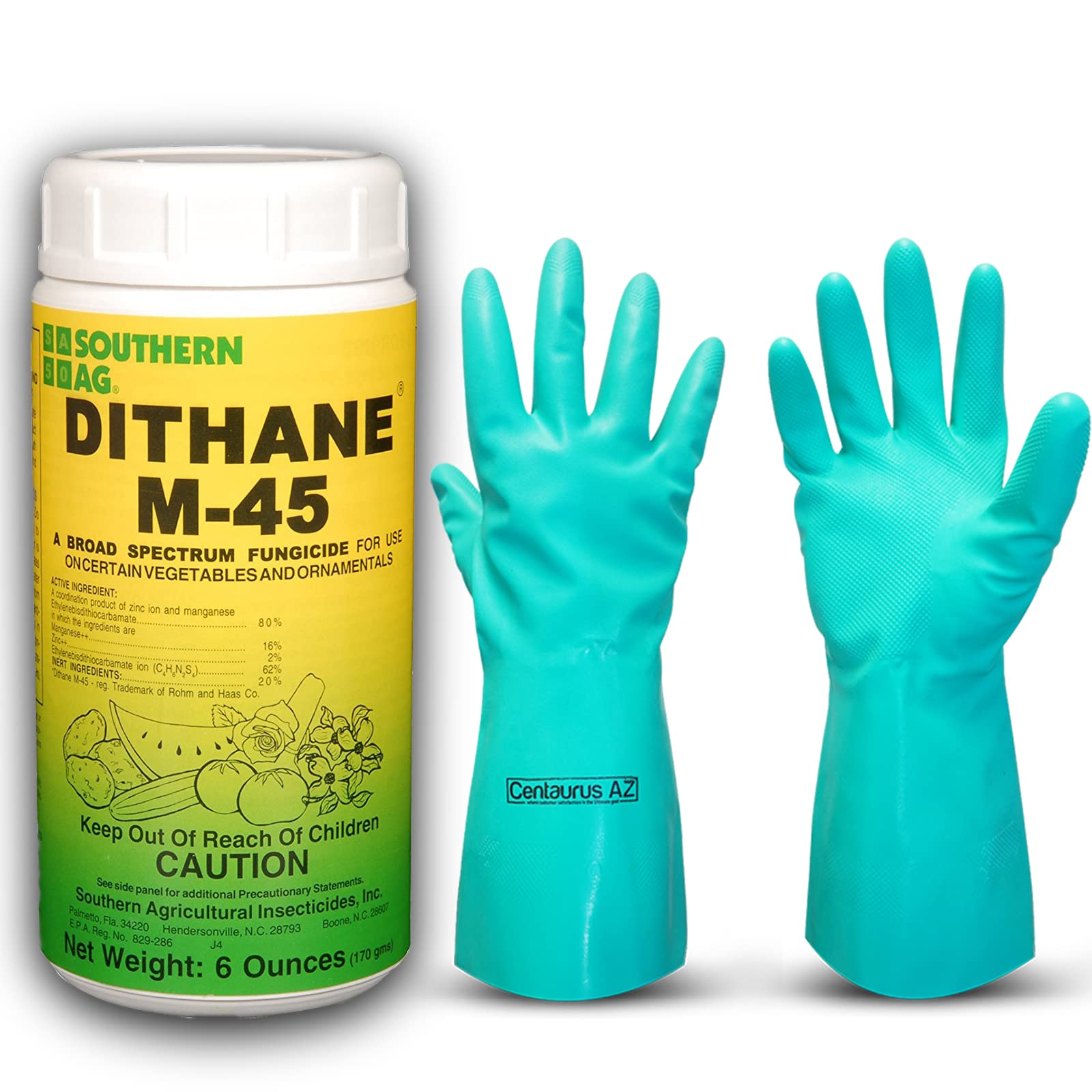 Southern Ag Dithane M-45 Fungicide- Lawn Fungus Control - Liquid Copper Fungicide - Copper Fungicide Powder - Leaf Spot Fungicide - Available with Premium Quality Centaurus AZ Gloves- 6oz.