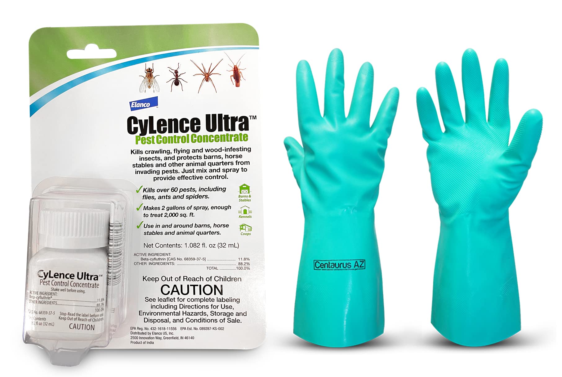 Cylence Ultra Pest Control Concentrate- Bayer Stink Bug Killer - Ant Traps Indoor - Bed Bug Killer - Insecticide Concentrate - Tick Control - Available with Premium Quality Centaurus AZ Gloves- 32ml
