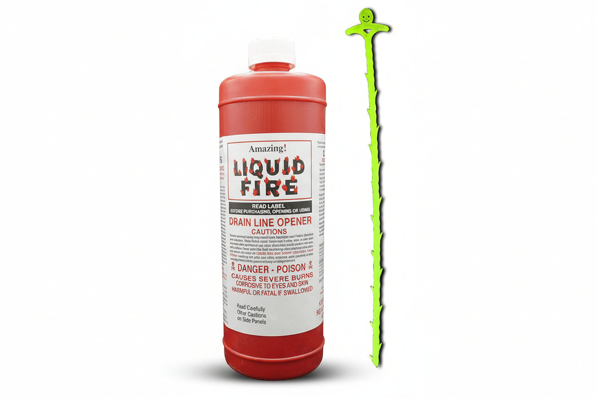 Liquid Fire Drain Cleaner Kit: Powerful, Fast Clog Remover - 32 oz