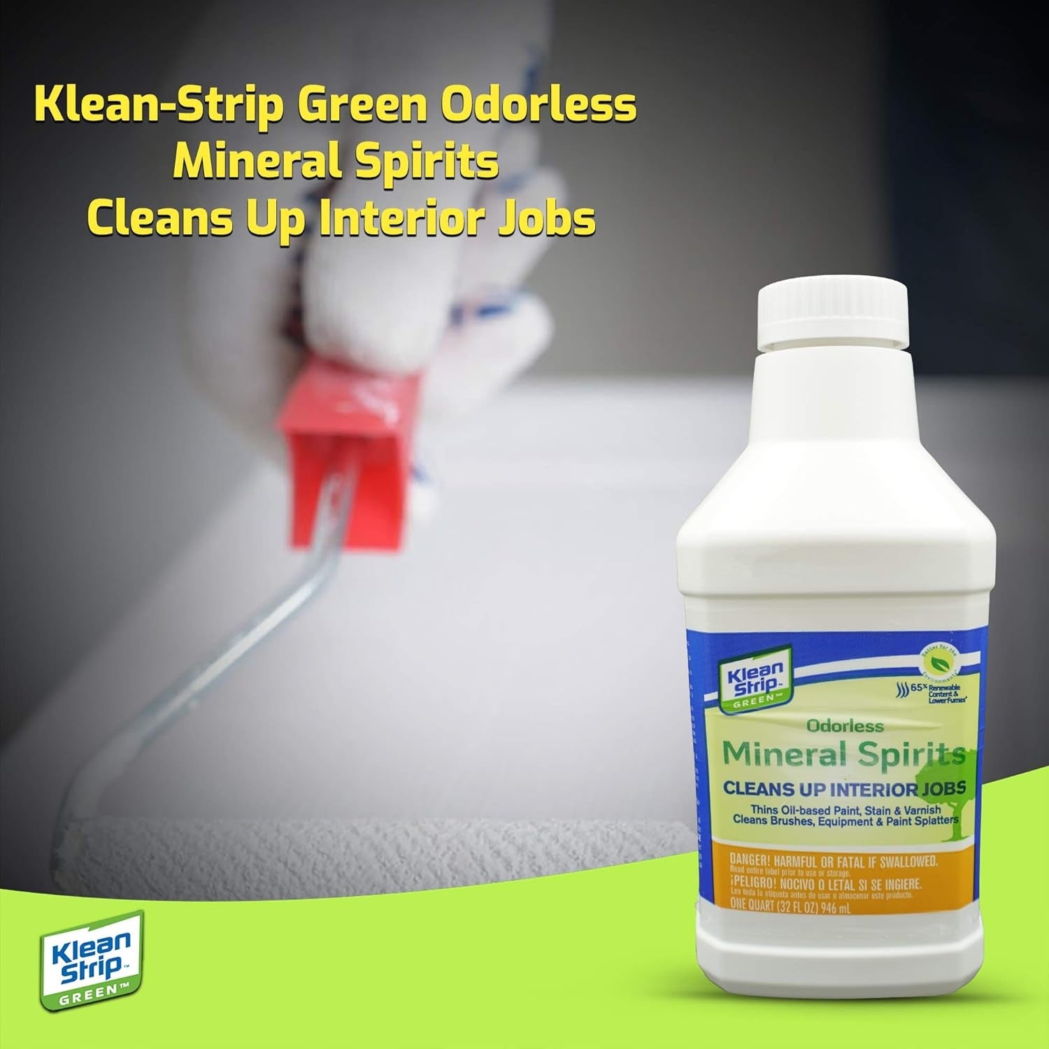 Klean Strip Green Odorless Mineral Spirits - Paint Thinner & Cleaner 1 QT