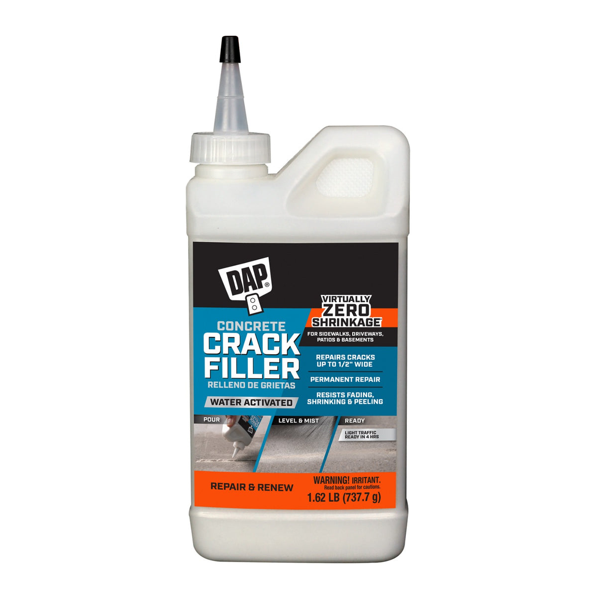 DAP Gray Concrete Crack Filler: Easy, Durable Outdoor & Indoor Repair - 1.62 Lbs