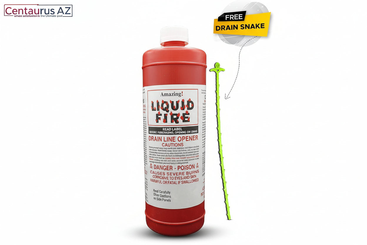 Liquid Fire Drain Cleaner Kit: Powerful, Fast Clog Remover - 32 oz