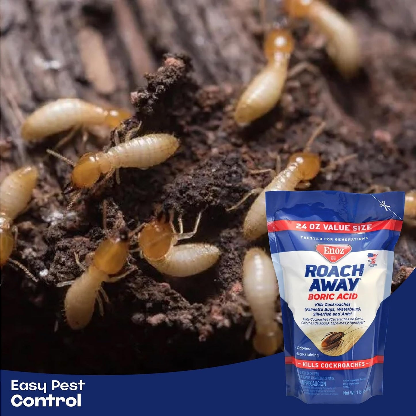 Enoz Odorless Multi-Insect Killer Powder - Roach & Ant Control - 24oz