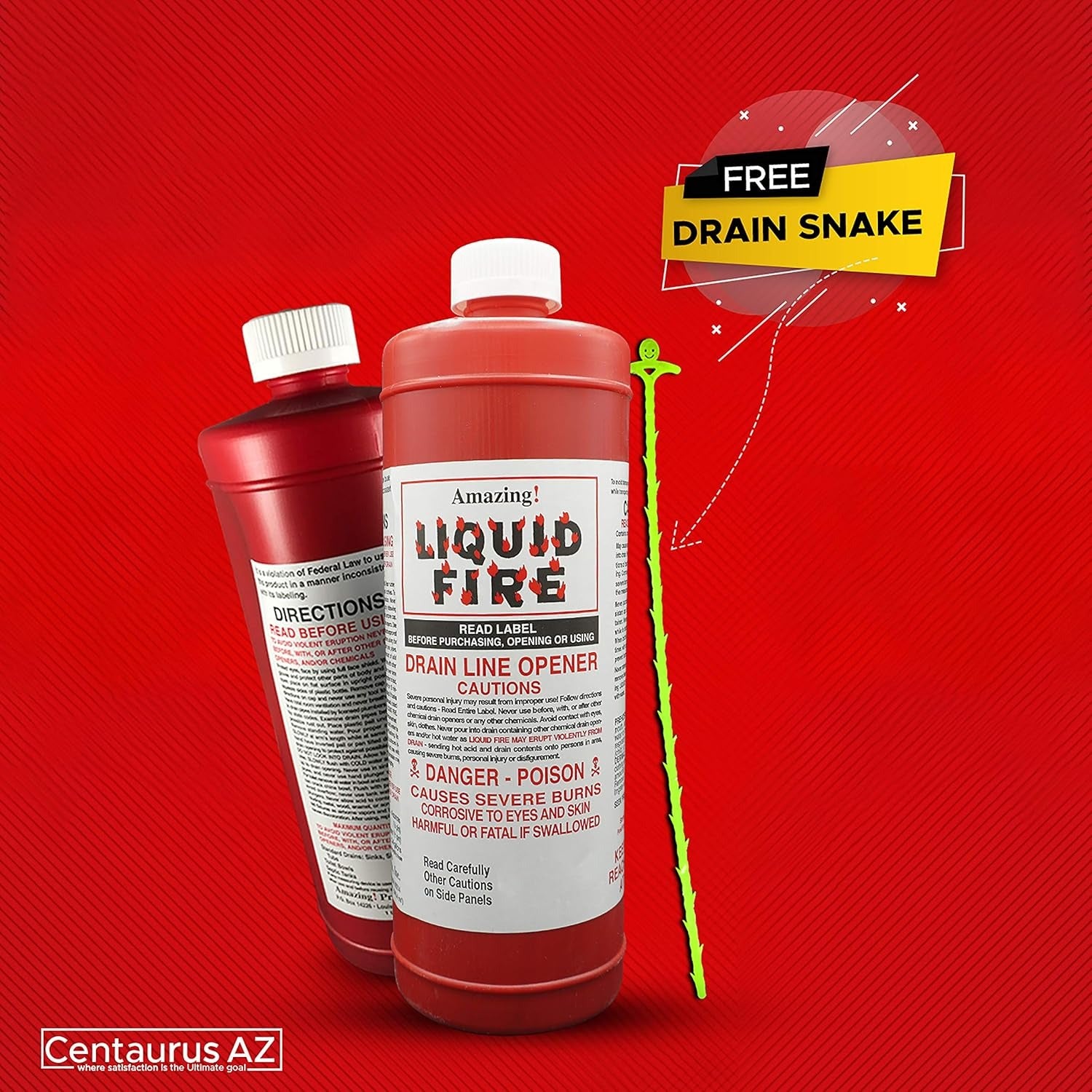Liquid Fire Drain Cleaner Kit: Powerful, Fast Clog Remover - 32 oz