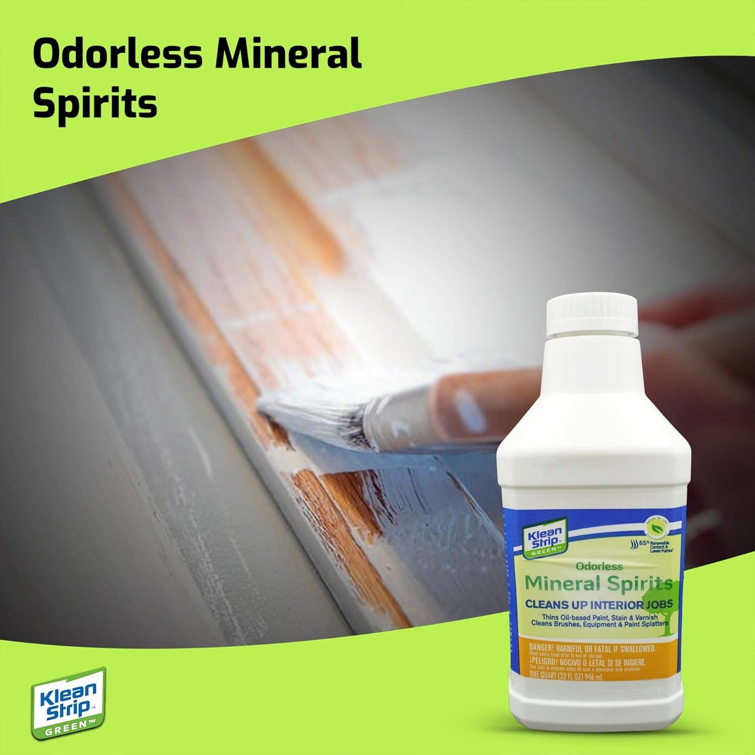 Klean Strip Green Odorless Mineral Spirits - Paint Thinner & Cleaner 1 QT