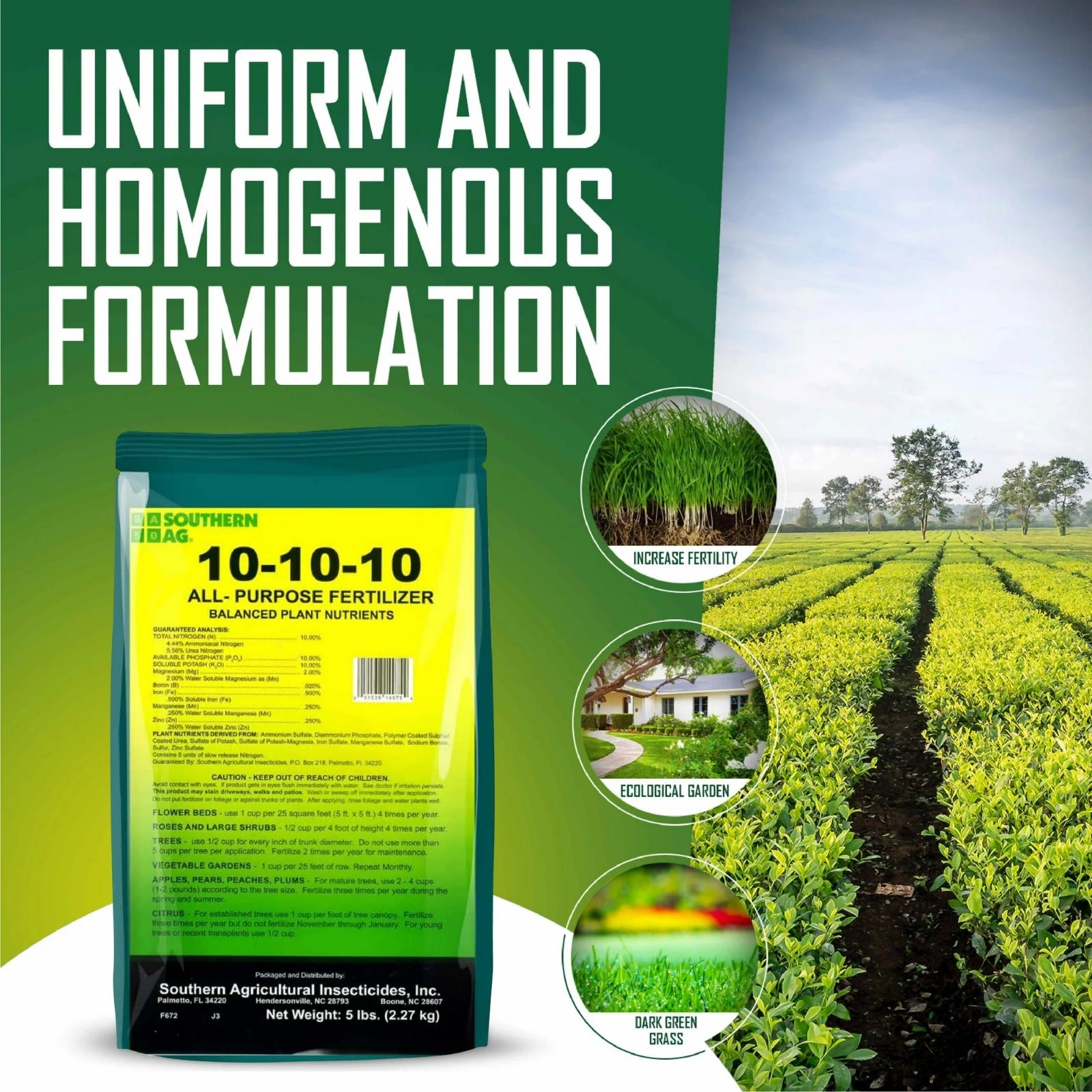 Southern Ag 10-10-10 All-Purpose Fertilizer - Garden & Lawn - 5 lb