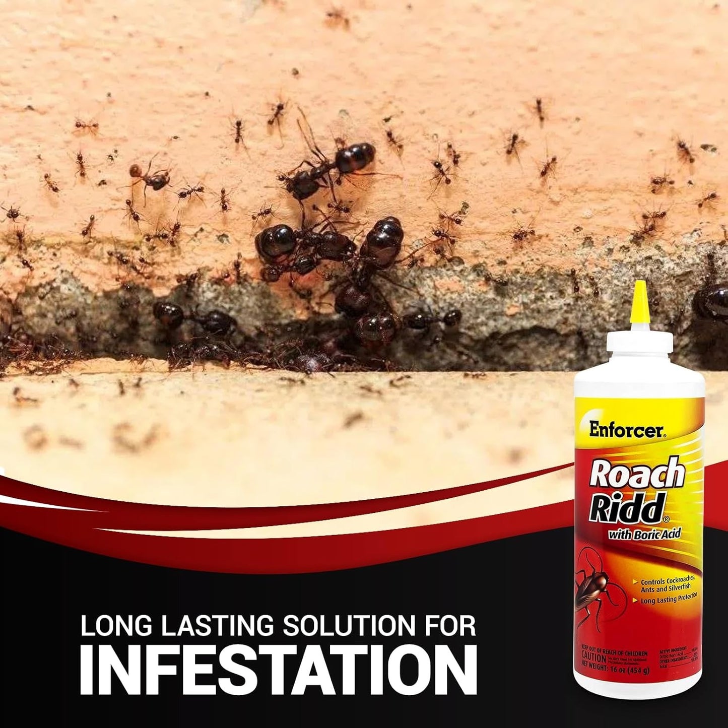 Non-Staining Roach Killer Powder - Odorless Pest Control -16oz