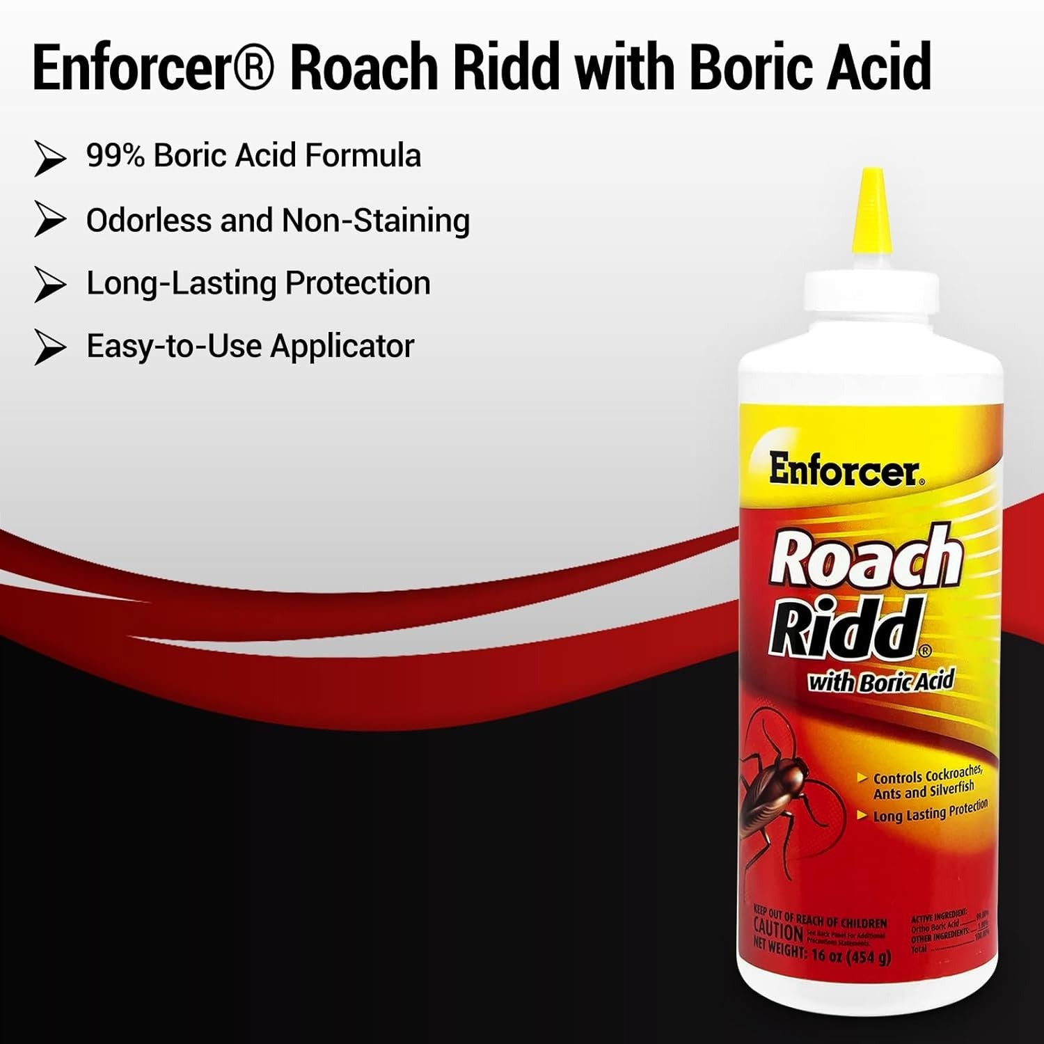 Non-Staining Roach Killer Powder - Odorless Pest Control -16oz
