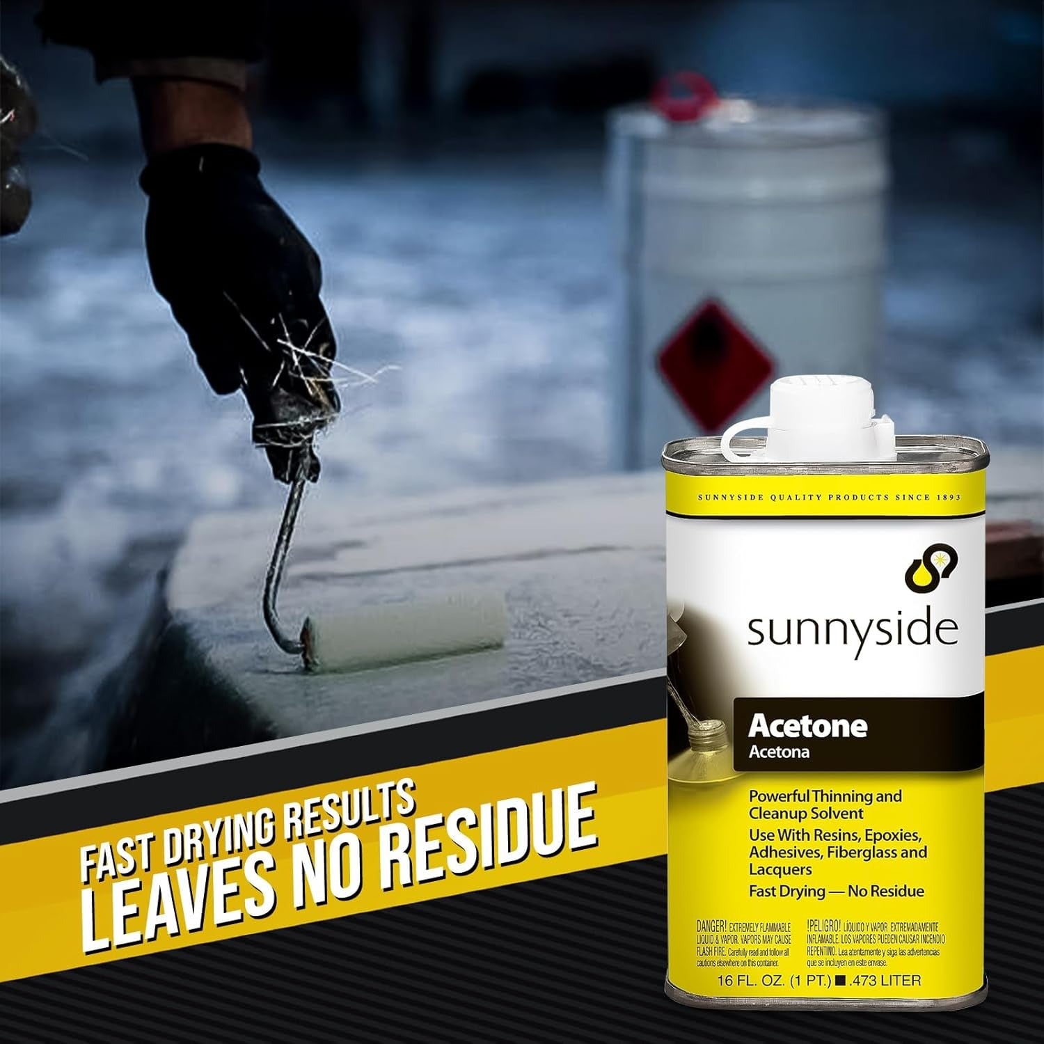 Centaurus AZ Fast Dry Acetone: Industrial Strength Cleaner & Thinner - 16 Oz