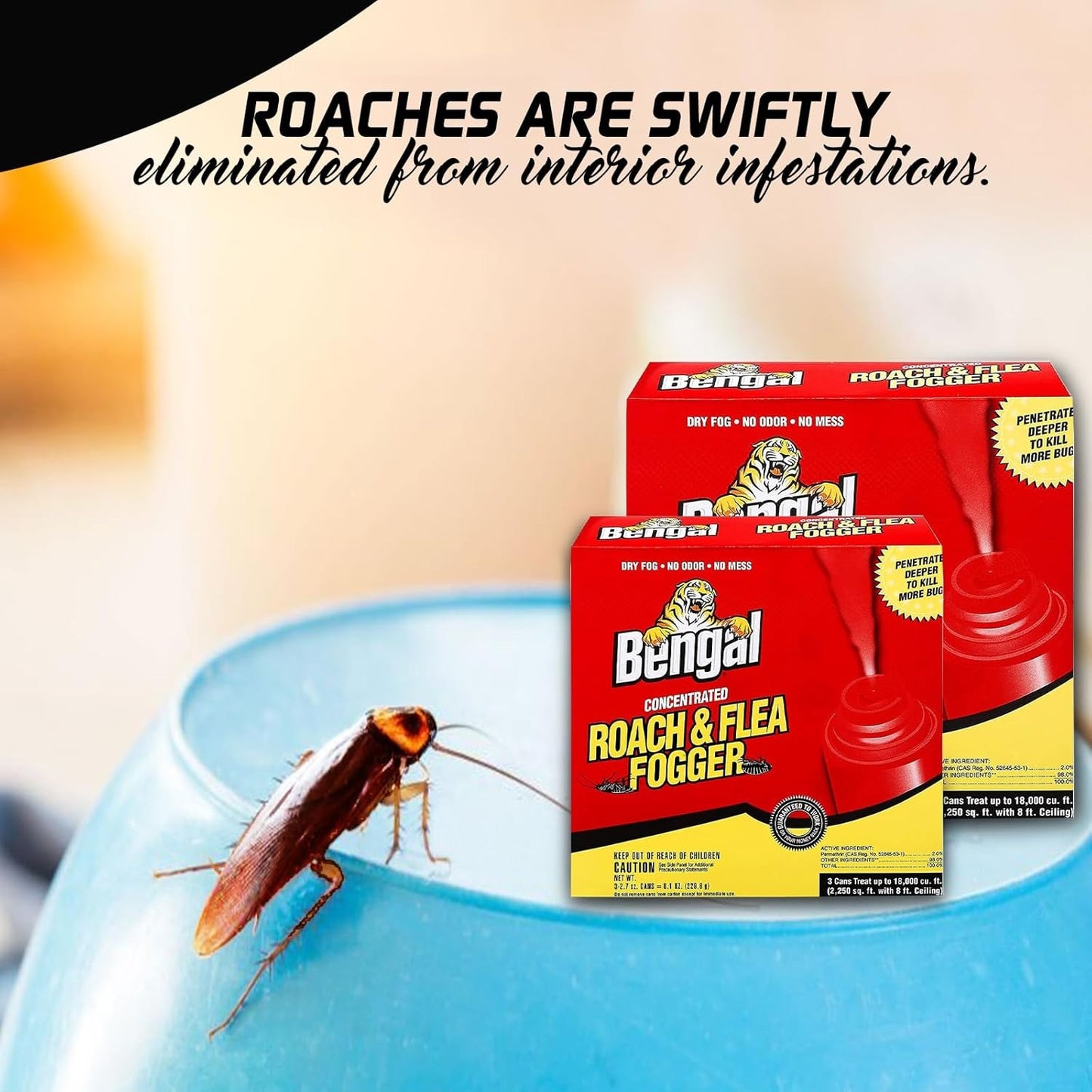 Bengal Roach Fogger 2-Pack: Fast Indoor Roach & Egg Killer