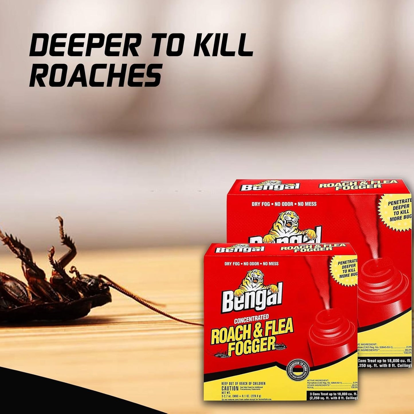 Bengal Roach Fogger 2-Pack: Fast Indoor Roach & Egg Killer
