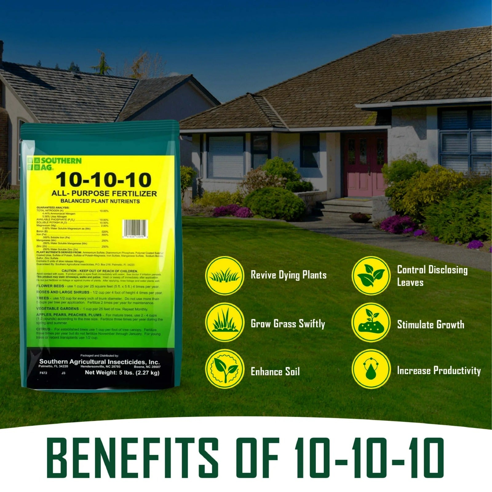Southern Ag 10-10-10 All-Purpose Fertilizer - Garden & Lawn - 5 lb