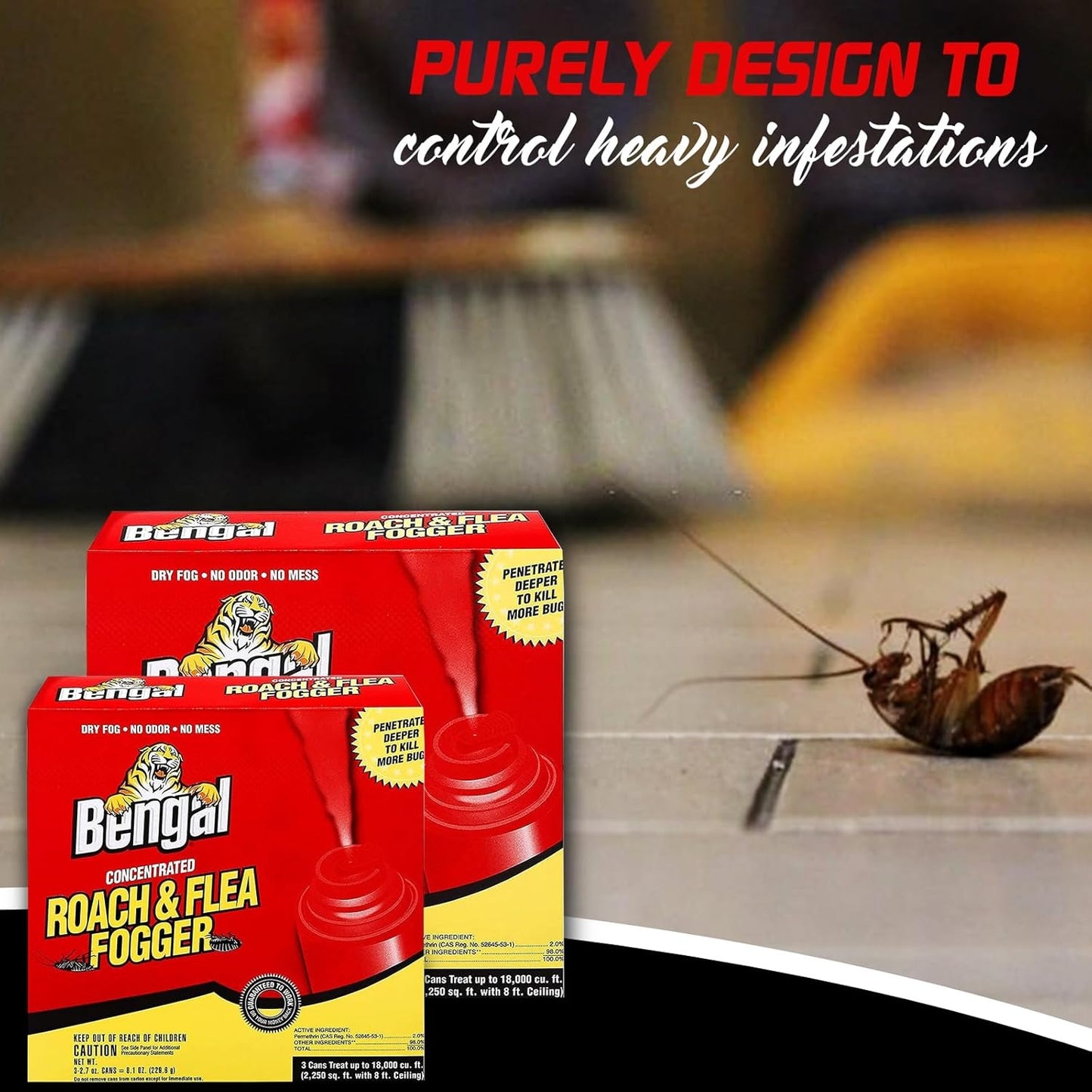 Bengal Roach Fogger 2-Pack: Fast Indoor Roach & Egg Killer