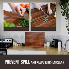 Cucina Green Acacia Wood Stove Top Cover – 30 x 22" Noodle Board & Cutting Board with Adjustable Legs
