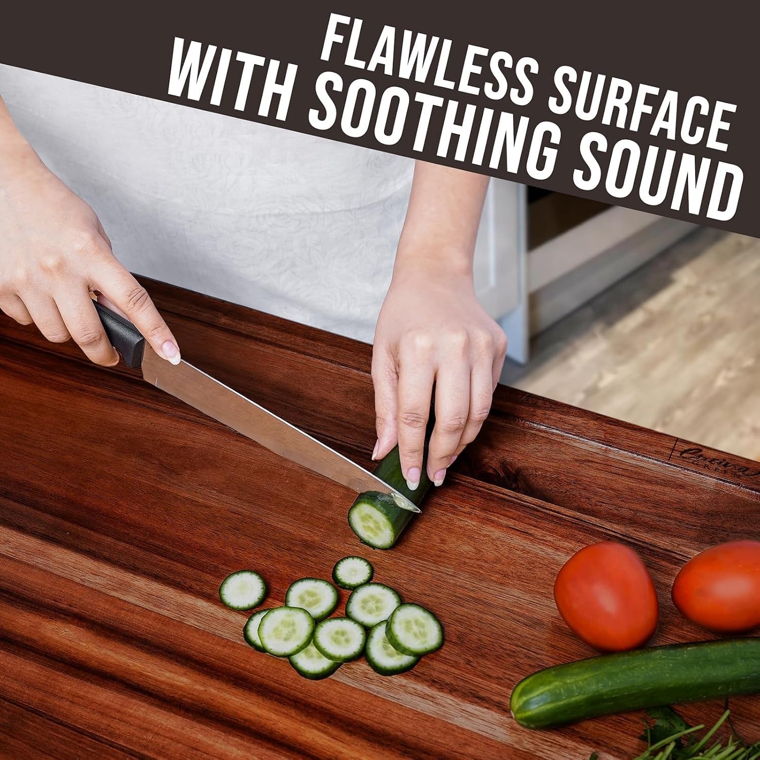 Cucina Green Acacia Wood Stove Top Cover – 30 x 22" Noodle Board & Cutting Board with Adjustable Legs