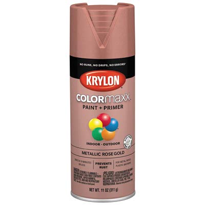 Krylon K05593007 COLORmaxx Spray Paint and Primer for Indoor/Outdoor Use, Metallic Rose Gold