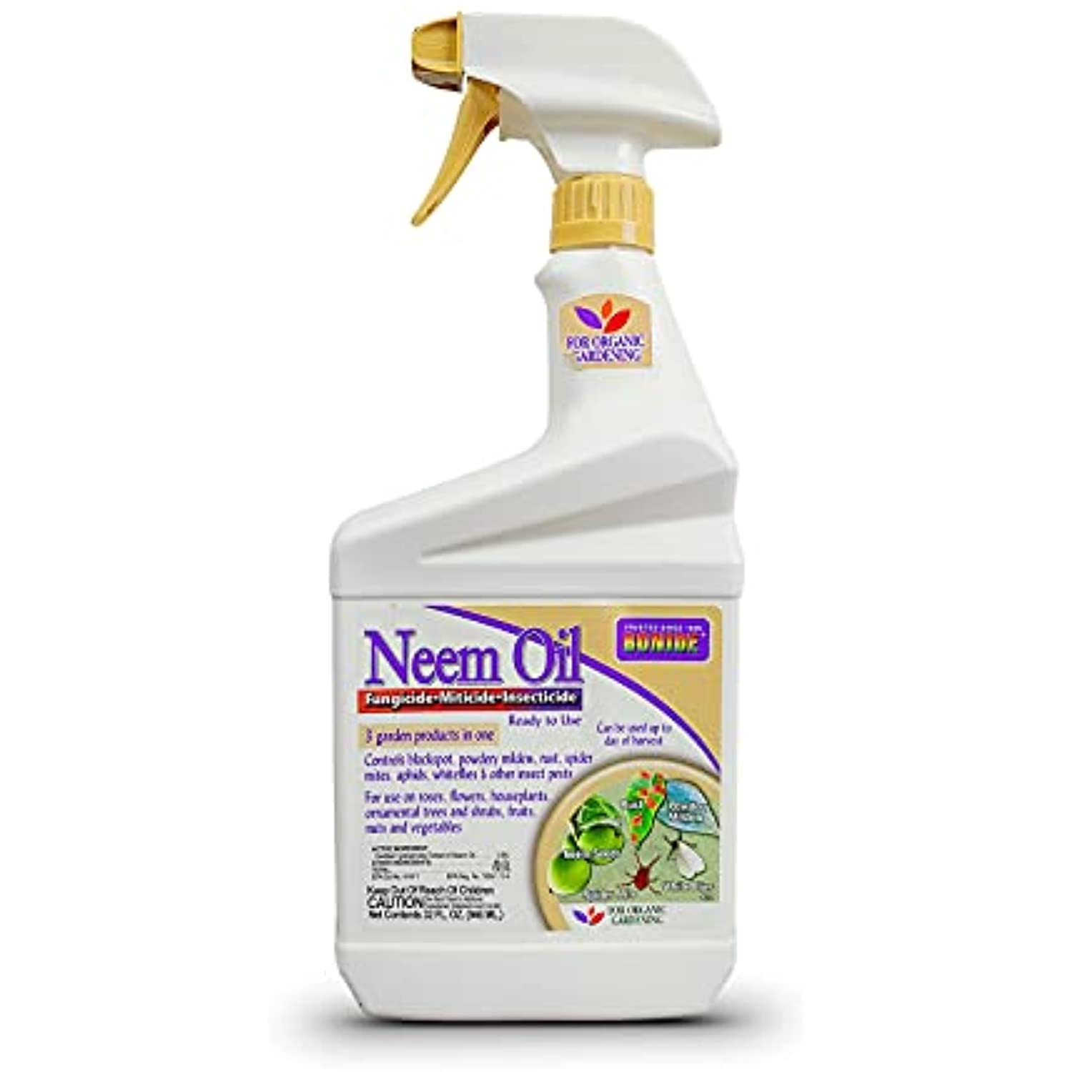 Organic Pet Safe Insect Killer - Bonide Neem Oil 1-Quart, Insect/Disease Control Kills All Stages of Insects, Ready-to-Spray Insecticide, Fungicide & Miticide, Bundled with Centaurus AZ Gloves
