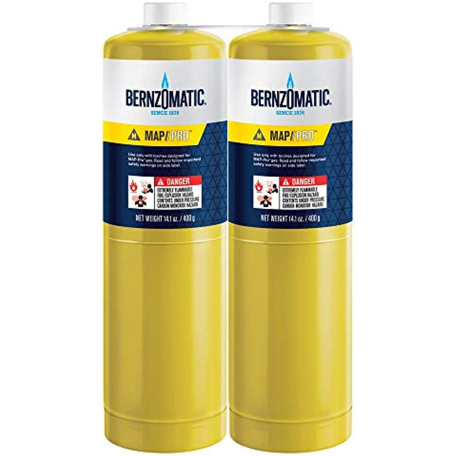 (2) 14.1 oz Bernzomatic Pre-Filled MAP-Pro Gas Torch Style Cylinder - Pack of 2
