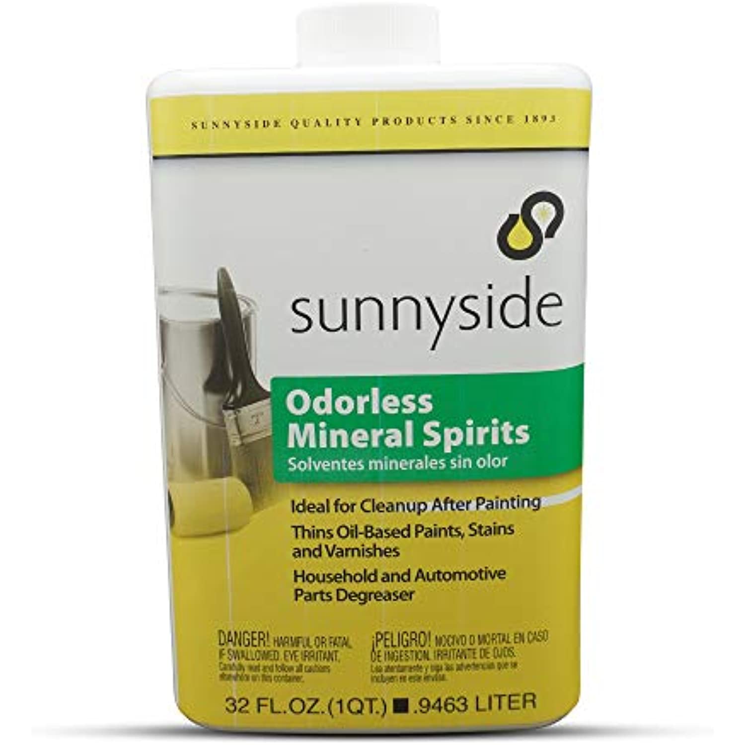 Sunnyside Odorless Mineral Spirit 1 Quart with Centaurus AZ Resistant Glove for Industrial Automotive Hydrocarbon Petroleum Distillate Dirt Grease Oil Equipment Tools Pure Odor-Free No Additives
