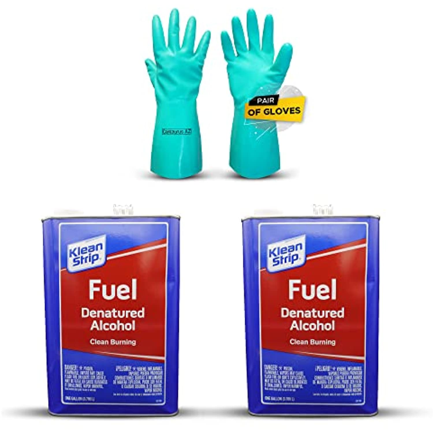 Centaurus AZ Klean Strip Denatured Alcohol Chemical Resistant Gloves, Odorless, Smokeless Flames, Cleans Burning, Ideal for Marine Stoves and Other Alcohol-Burning Appliances- 1 Gallon (2)