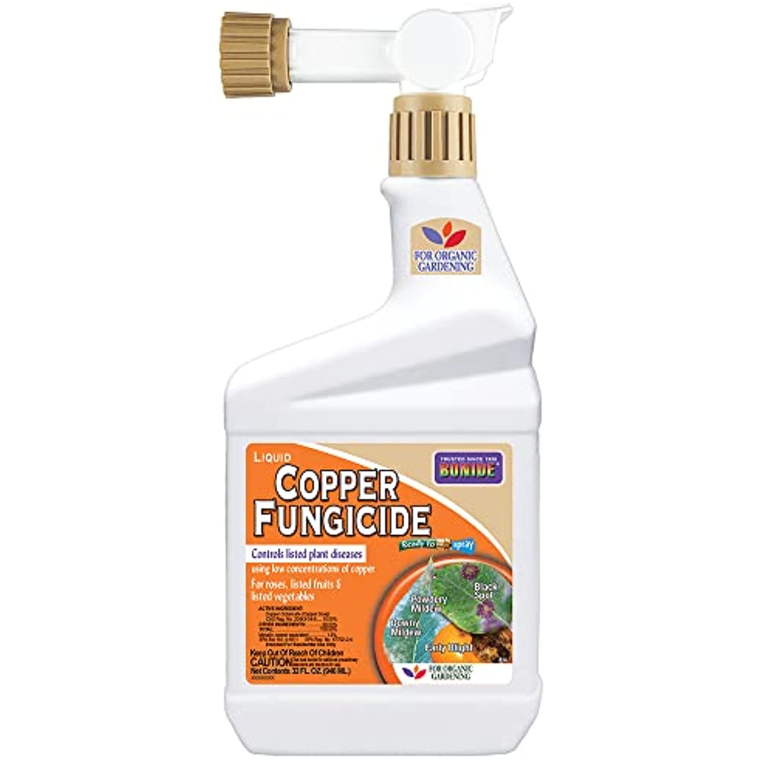 Bonide 814 Copper Fungicide, 32 oz, White, Orange