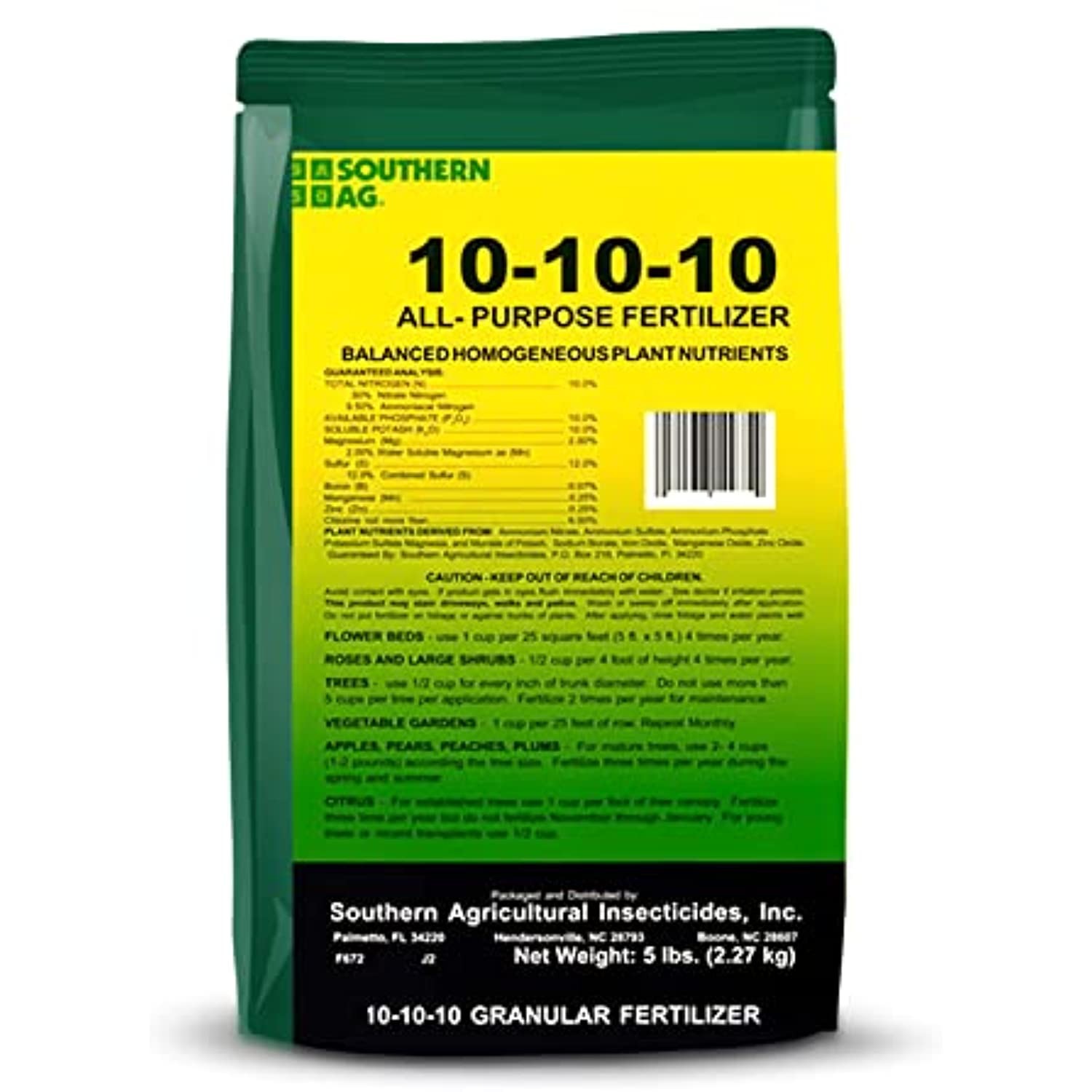 Southern Ag Fertilizer 10-10-10 - All-purpose Granular Fertilizer - organic fertilizer – Fertilizer for vegetable garden & Flowerbed Roses & Large Shrubs and Fruit Trees- Available with Premium Quality Centaurus AZ Gloves-5LB
