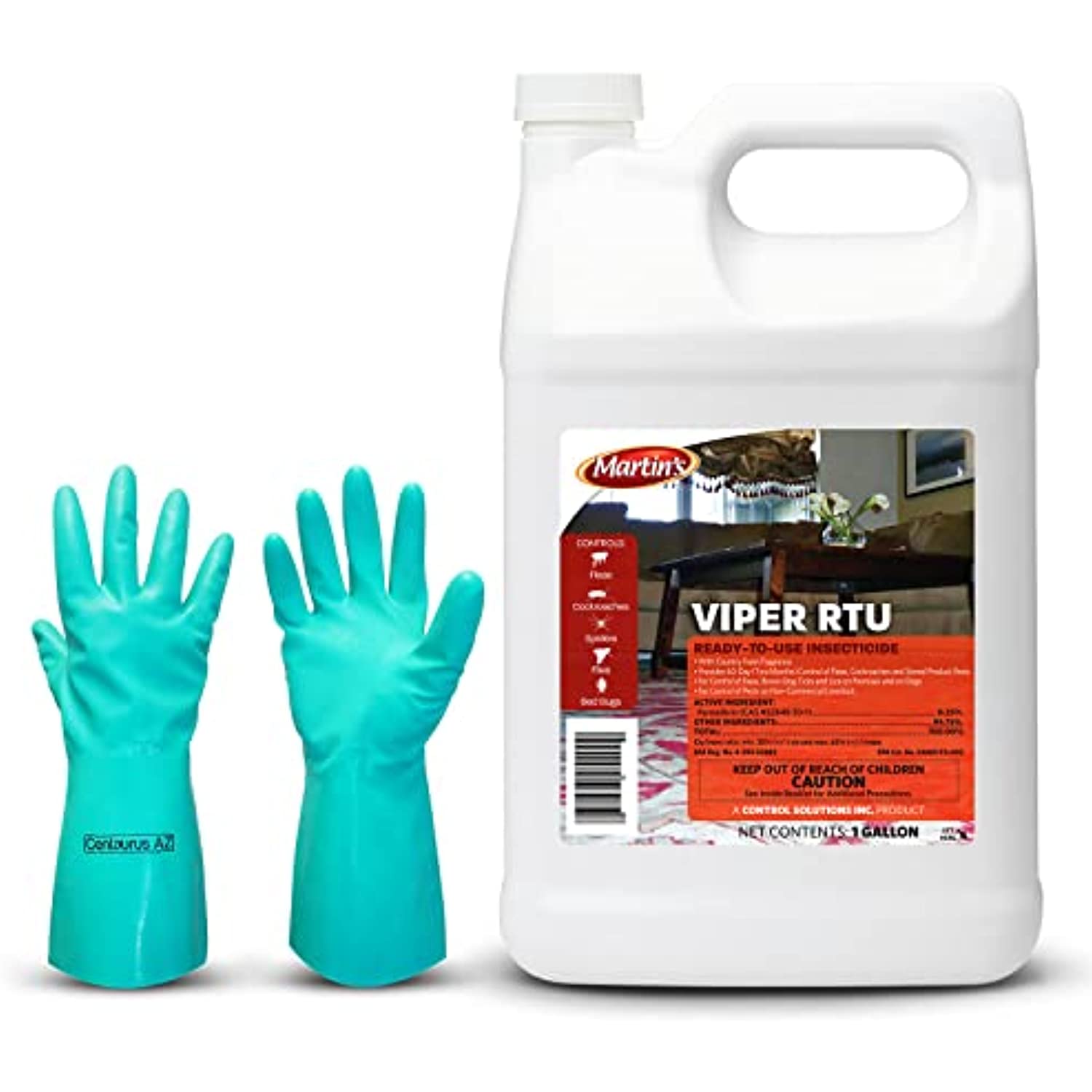 Martins Viper RTU Insecticide insecticide indoor outdoor Powerful bug repellent pest control home defense Insecticide insect control solutions Available with Premium Quality Centaurus AZ Gloves 1 Gal