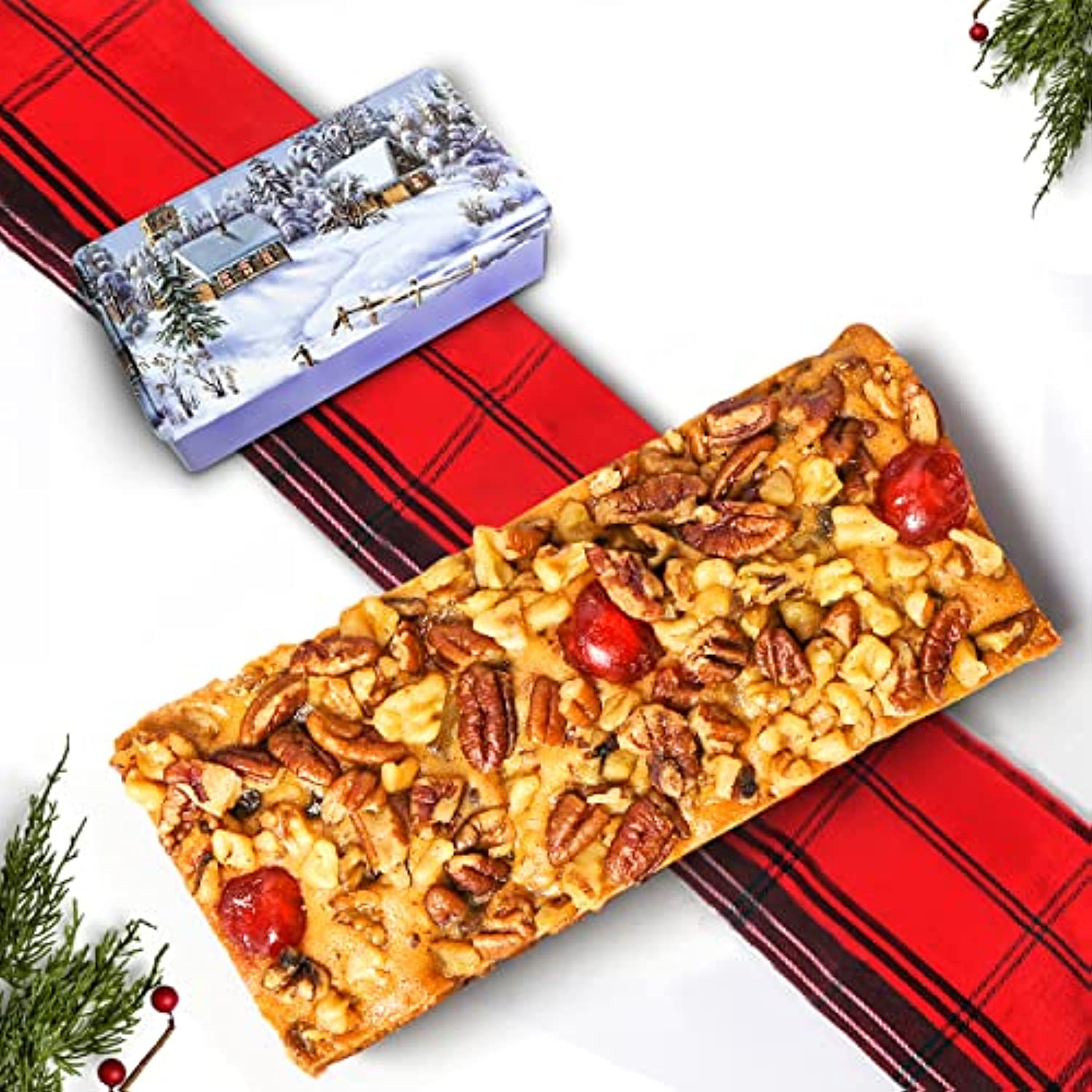 1lb Gourmet Fruit Cake � w/ Festive Cake Tin � Delicious British Food & English Holiday Cakes for Delivery Direct to Your Door � Moist Fruitcake Perfect for Christmas Gifts � by Crave Island