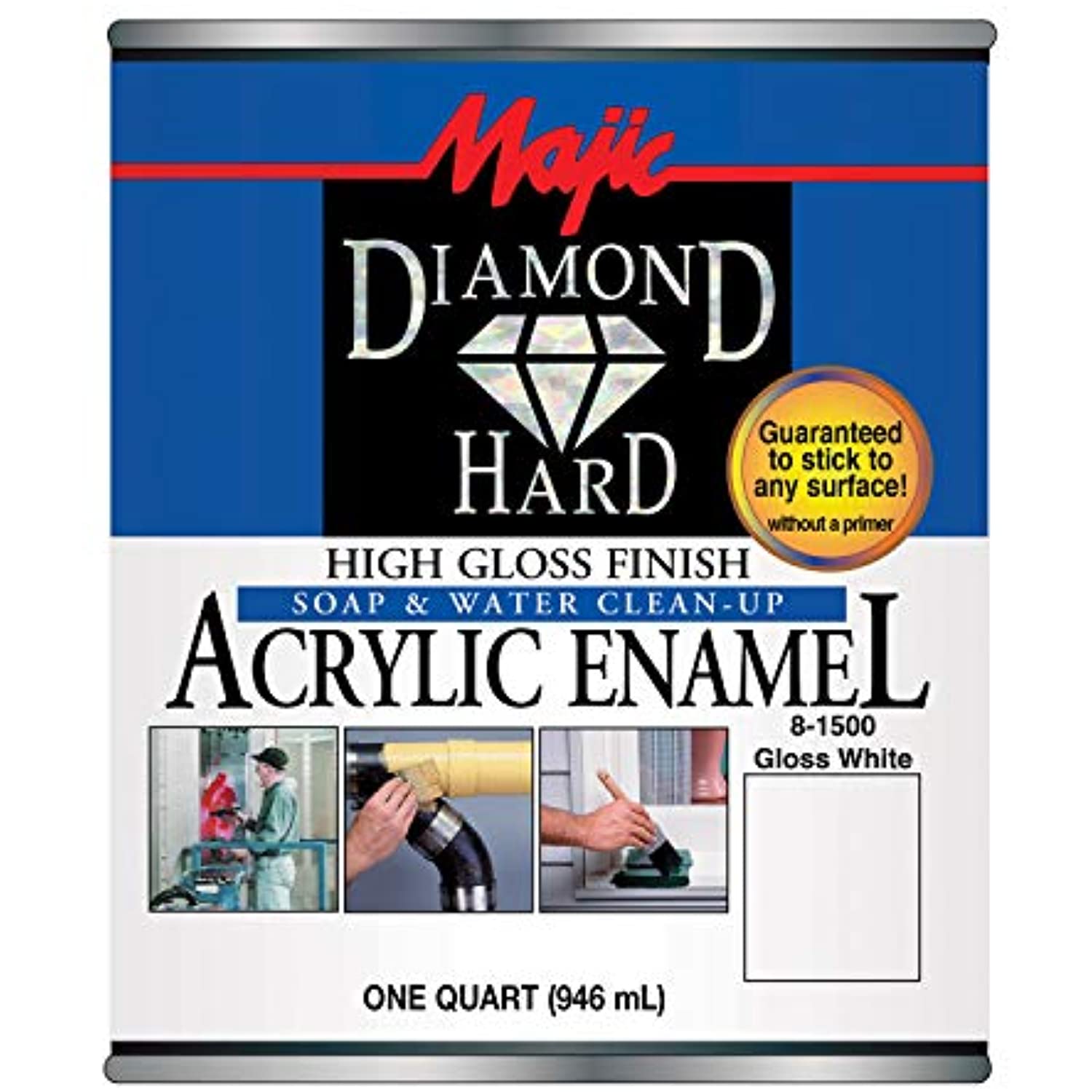 Majic Paints 8-1500-2 Diamond Hard Acrylic Enamel High Gloss Paint, 1- Quart, Gloss White