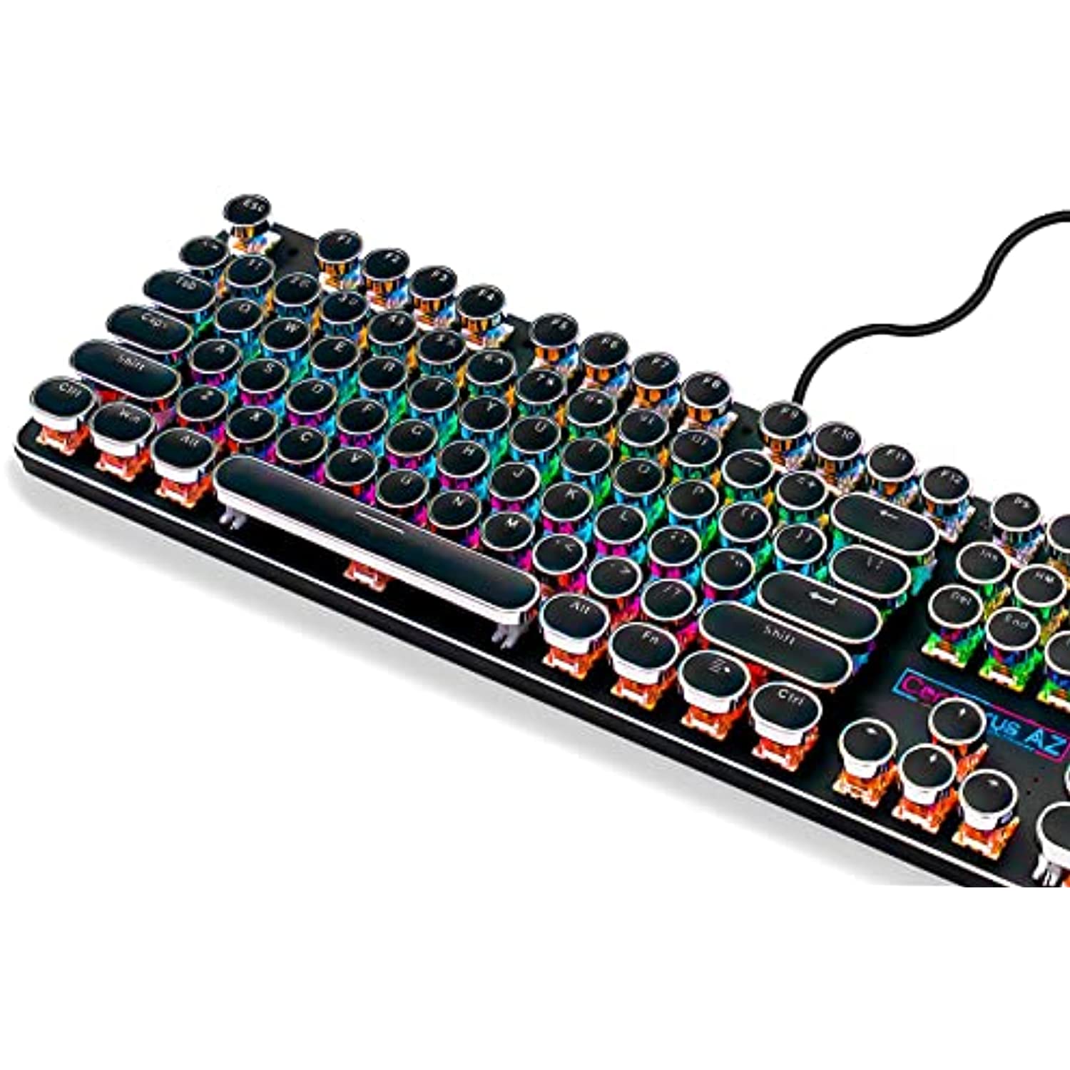 Typewriter Style Mechanical Wired Keyboard for MAC Windows Linux Improved Gaming and Typing Experience Versatile Colorful RGB Retro Keyboard