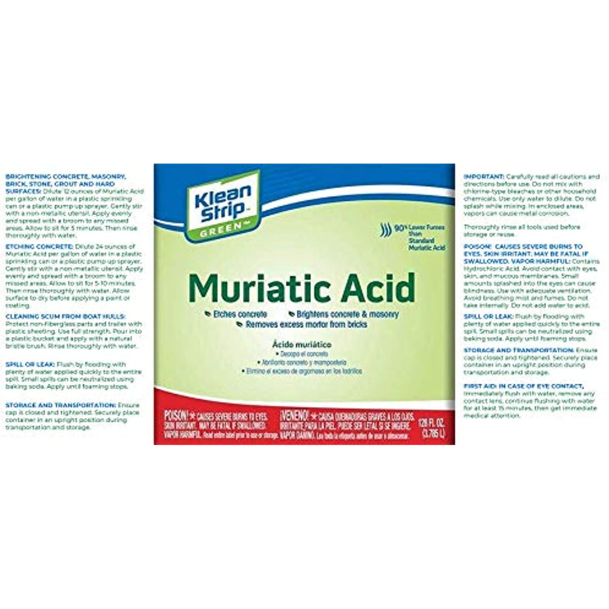 Klean Strip Green Muriatic Acid Eco friendly, Brightens Masonry, Etch