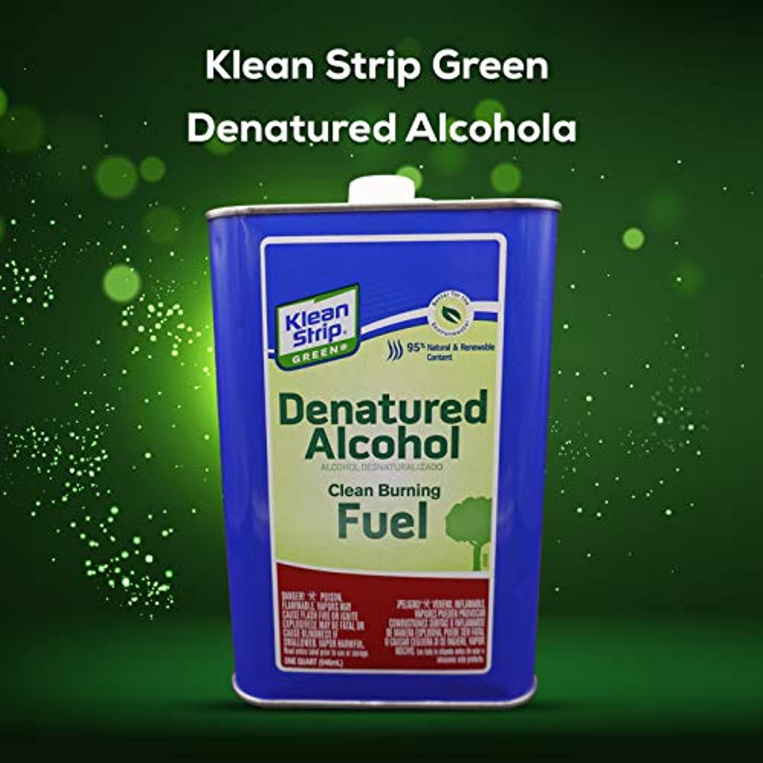 Centaurus AZ Klean Strip Green Denatured Alcohol Expandable Funnel, Odorless, Smokeless Flames, Cleans Burning, 95% Natural, Ideal for Marine Stoves and Other Alcohol-Burning Appliances- 1 Qt (1)