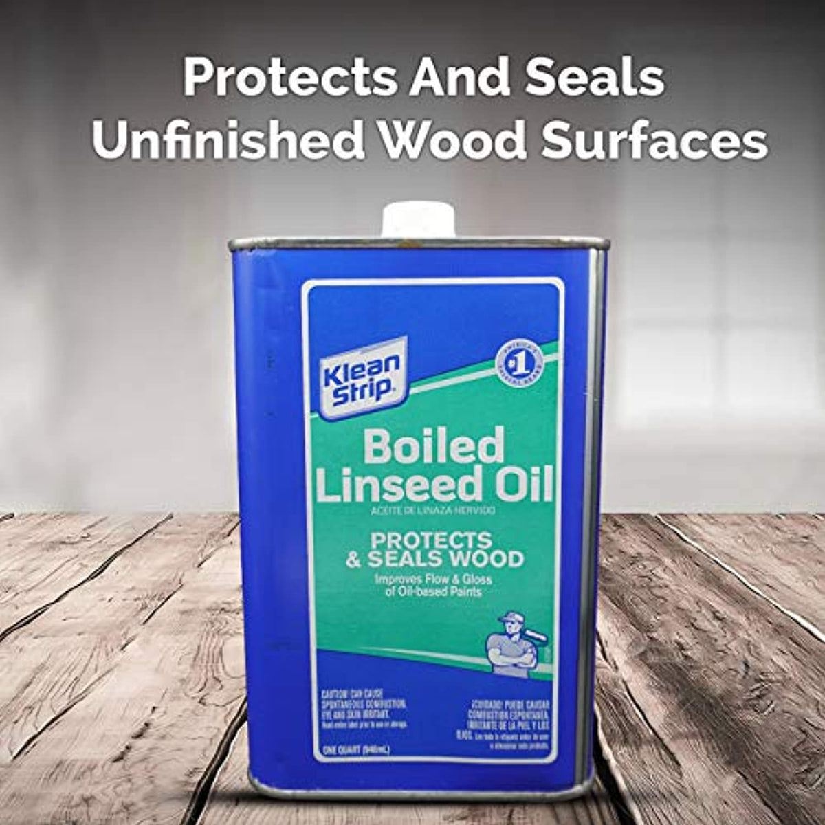 Klean Strip Boiled Linseed Oil 1 Quart with Centaurus AZ Paintbrush  Protects Seals Unfinished Wood Produce Beautiful Finish Waterproof Wood  Improves