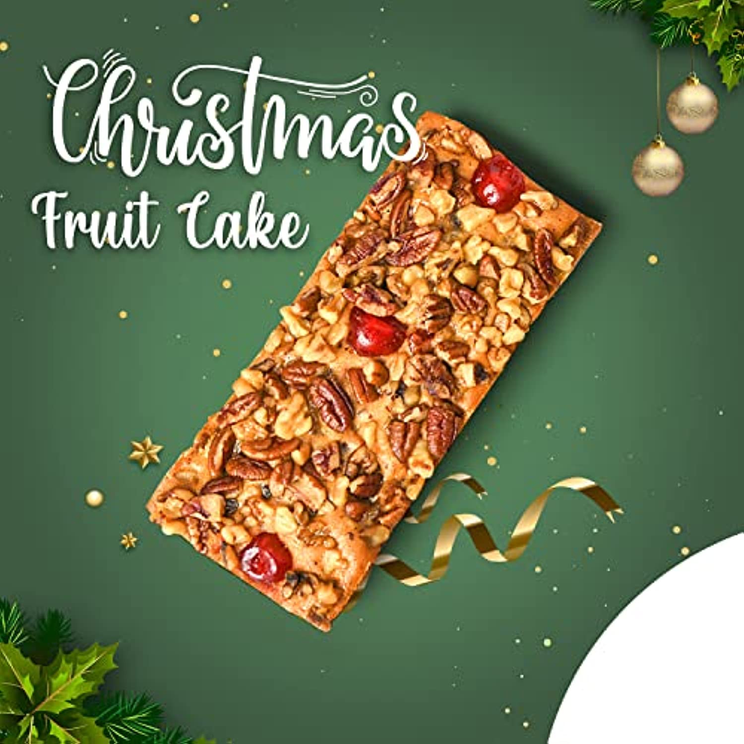 1LB Gourmet Fruit Cake Christmas Cake � Decadent Christmas Fruitcake and Celebration Cake � Christmas Fruit Cakes Filled with Cherries, Pineapple, Pecans, Walnuts, Raisins � Best Fruitcake w/ Festive Tin by Crave Island