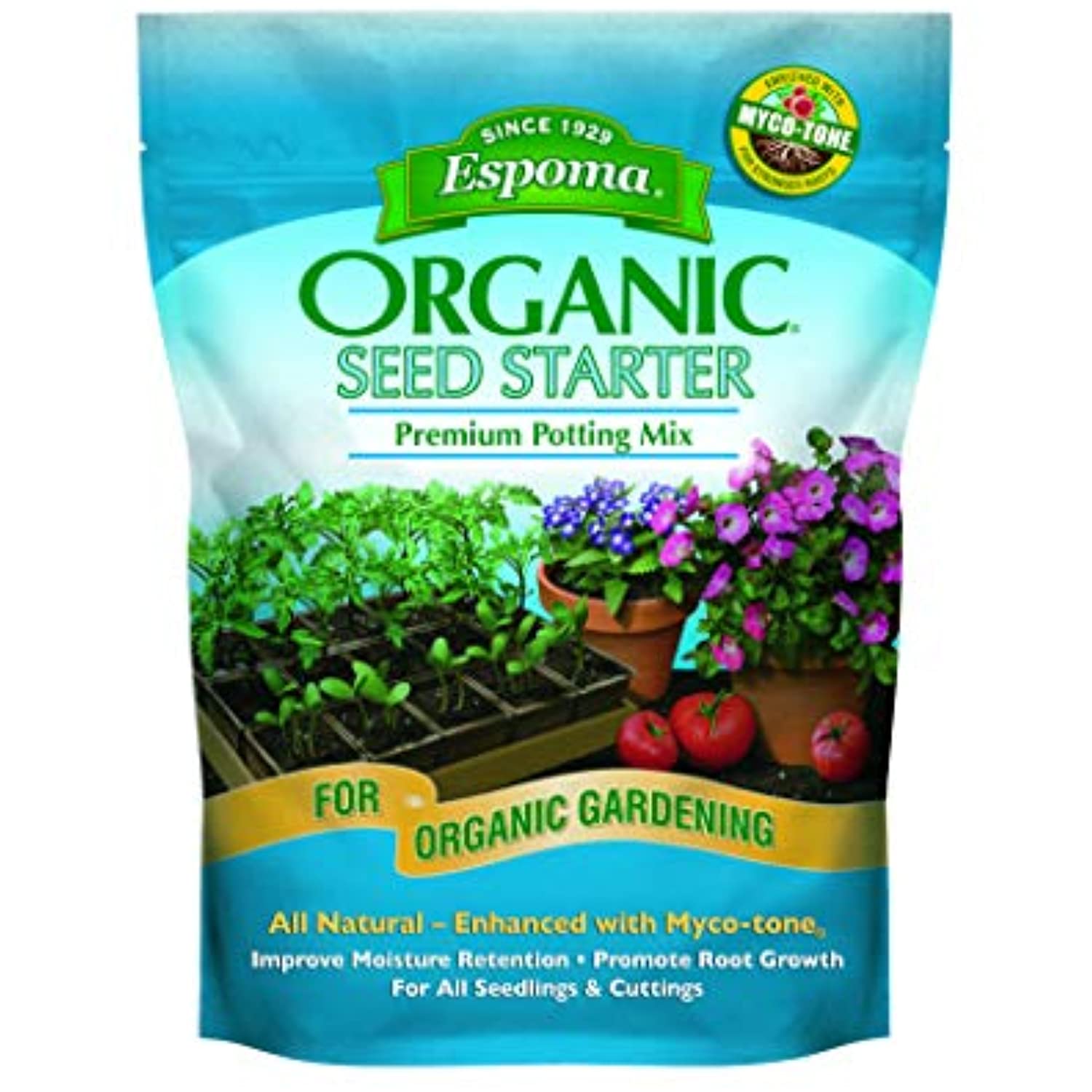 Espoma Seed Starter Potting Mix, Natural & Organic Premium Potting Mix for Seedlings and Cuttings, 8 qt, Pack of 2