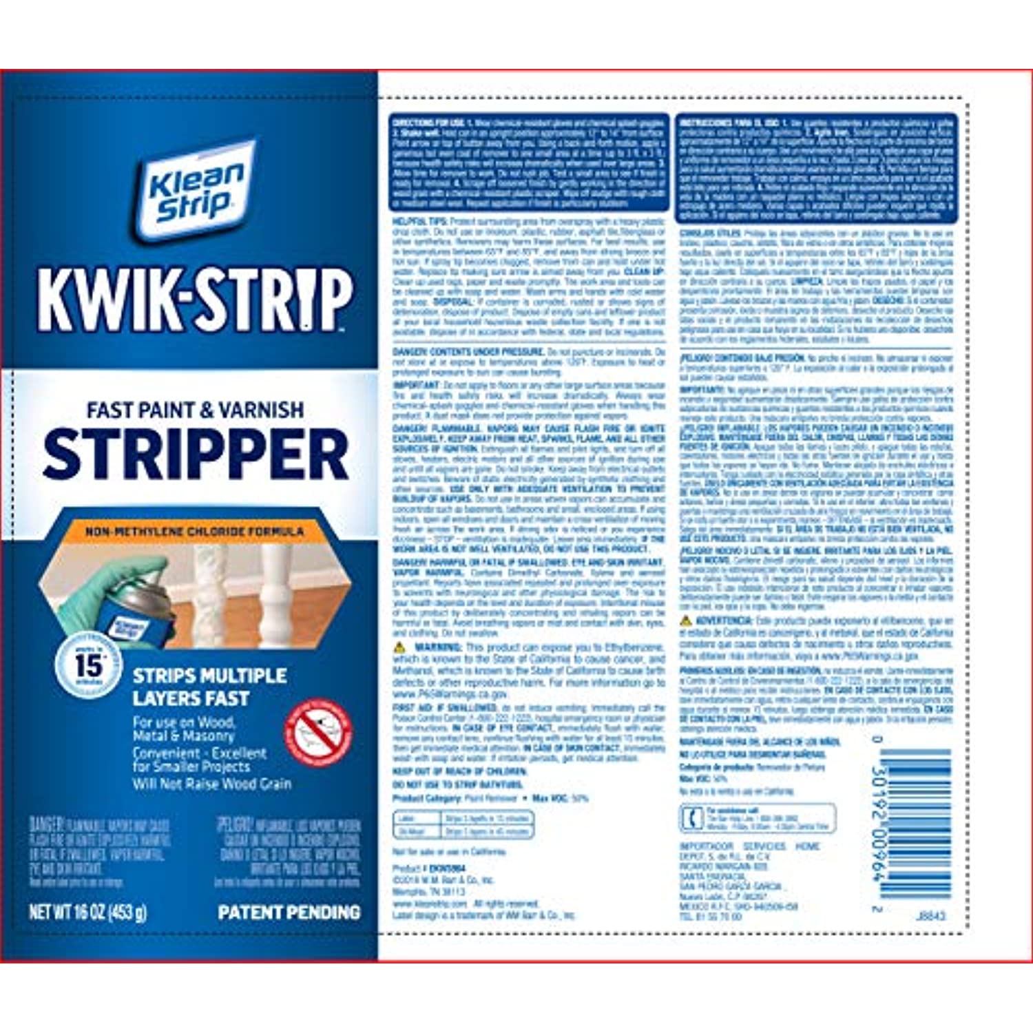Klean Strip Paint & Varnish Stripper Aerosol- Strips 5 Layers of Latex Paint & Oil or Alkyd Paint, Works Ideal on Metal, Masonry & Wood, Will Not Raise Wood Grain- 16oz with Centaurus AZ Putty Knife
