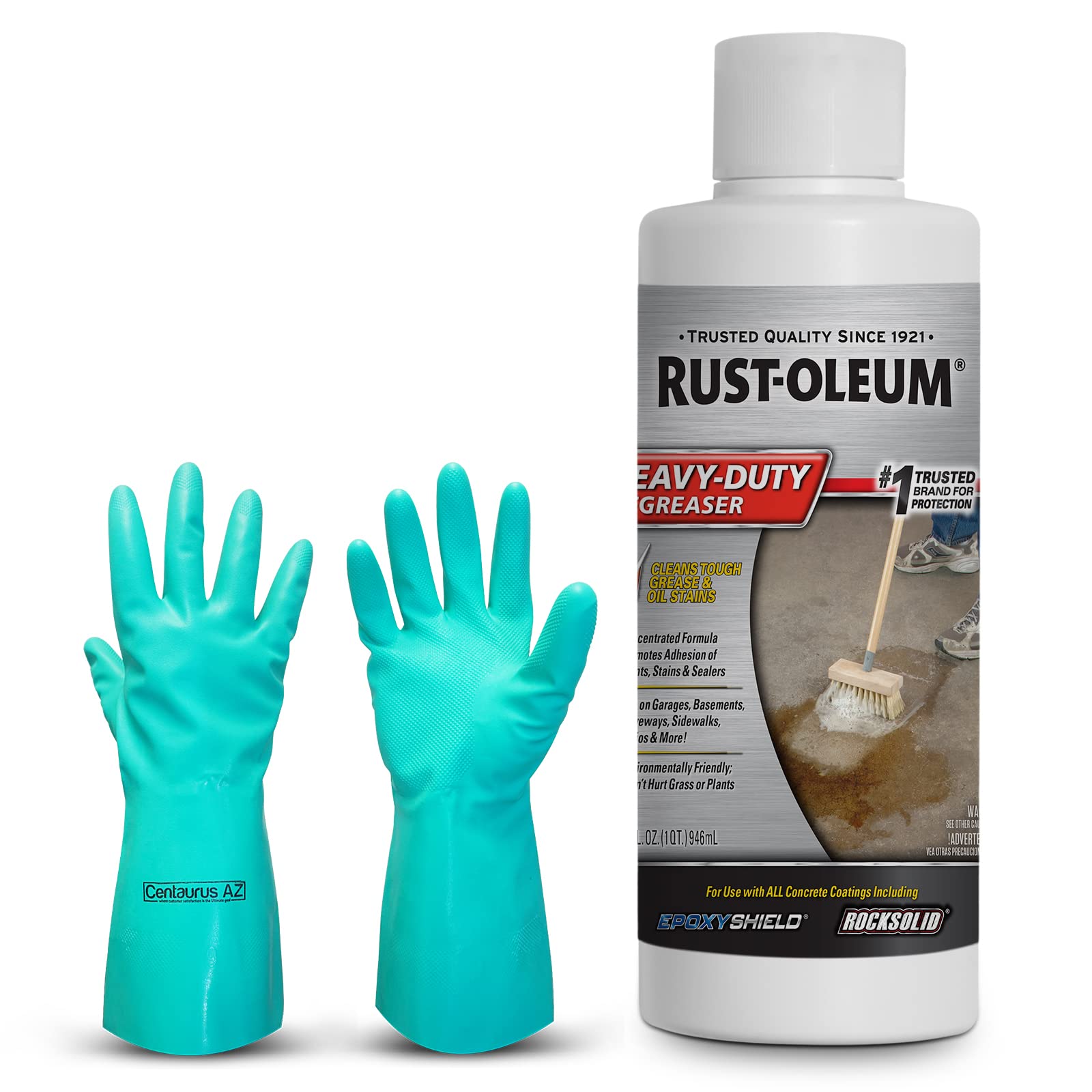 Centaurus AZ Rust Oleum Concentrated Heavy duty Degreaser-Ideal Garage Floor Cleaner-Effective Degreaser Cleaner Heavy duty Automotive-Available with Premium Quality Gloves-32oz